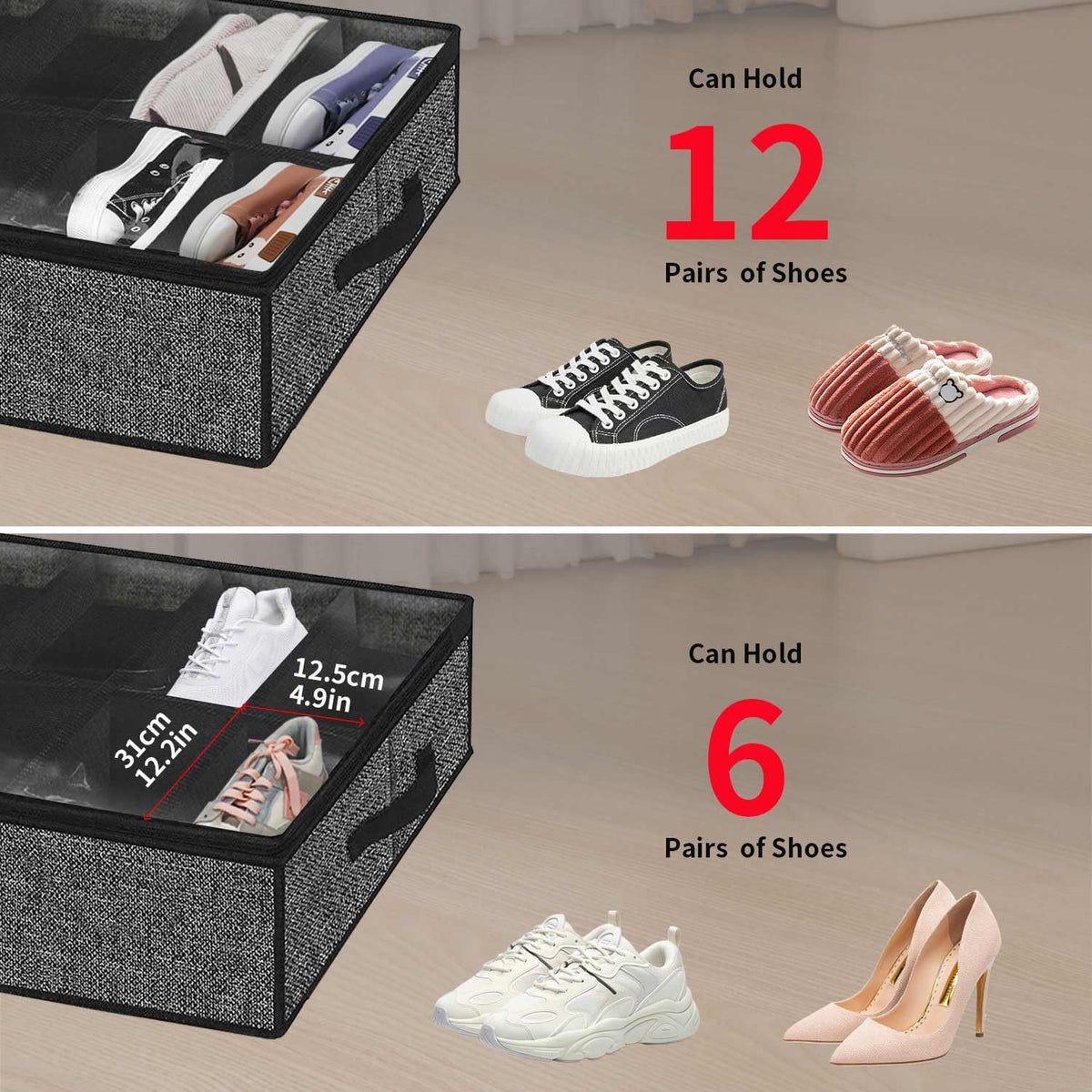 Onlyeasy Sturdy Under Bed Shoe Closet, 24 Pairs – Valentine's Day Gift for the Organized Woman in Your Life