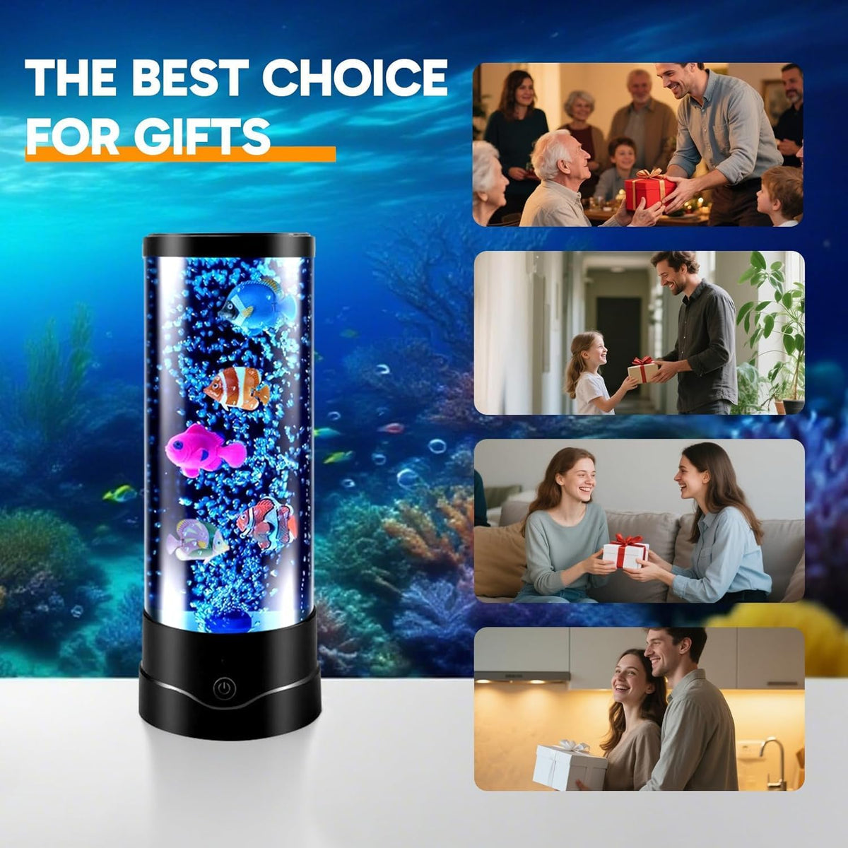 ONXE LED Aquarium Light – Child-Friendly Sensory Lamp for Playroom and Bedroom, No Flame No Wax Quiet Hypnotic Fish for Autism Calm-Down Corner