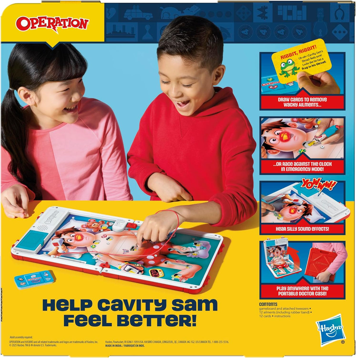Operation Electronic Board Game – Birthday Gift for Kids Ages 6+ with Doctor Carrying Case