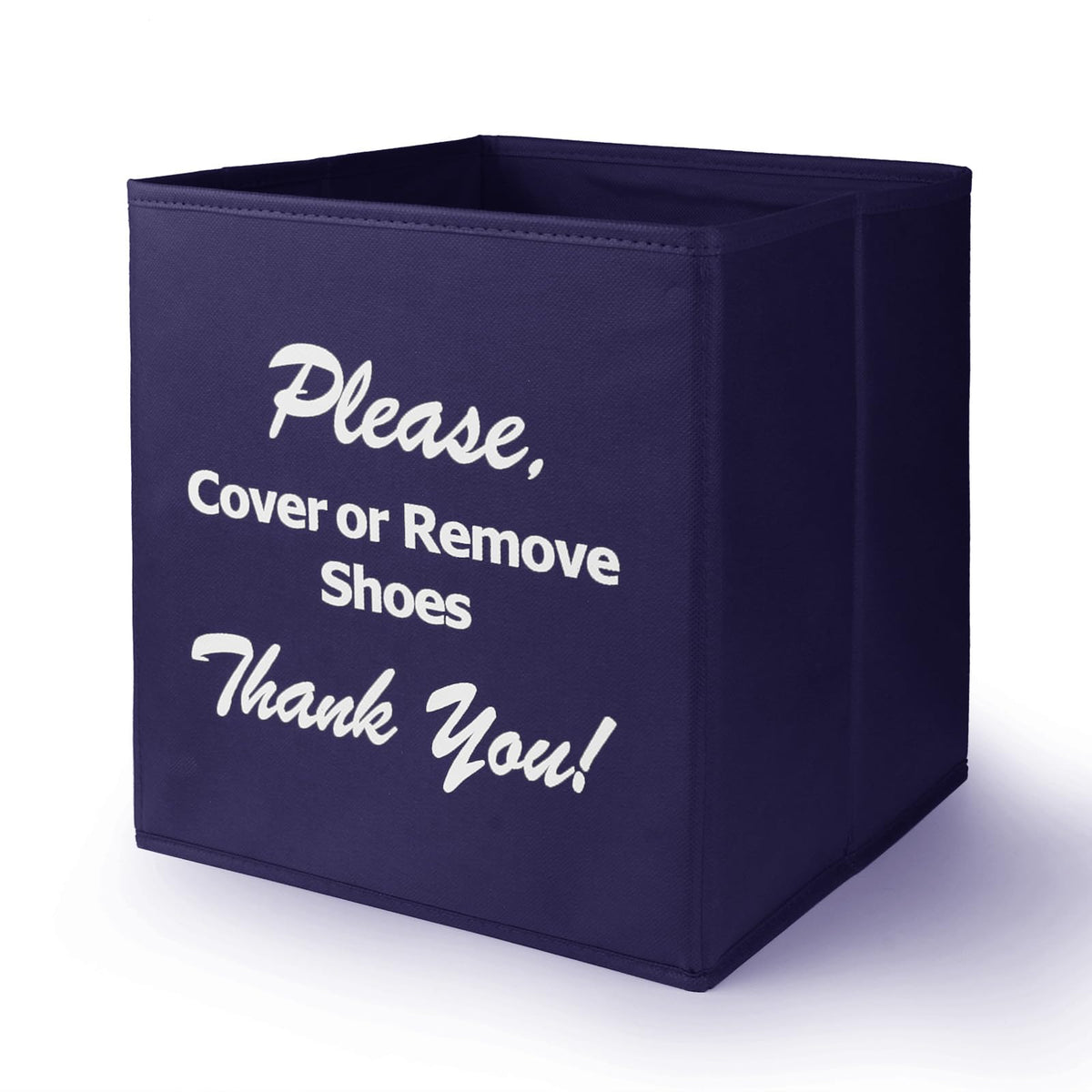 Opret Large Shoe Cover Box Blue, Real Estate Agent Supplies, Disposable Shoe Cover Dispenser Box for Open House, Please Cover or Remove Shoes, Foldable Storage Bin for Bootie