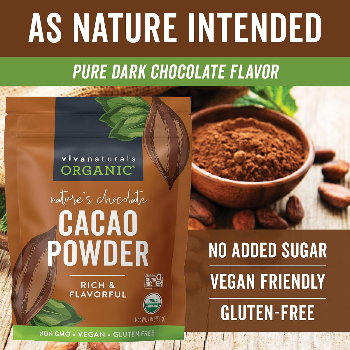 Organic Cacao Powder – Kid-Friendly Baking Ingredient for Sugar-Free Family Brownies & Cookies