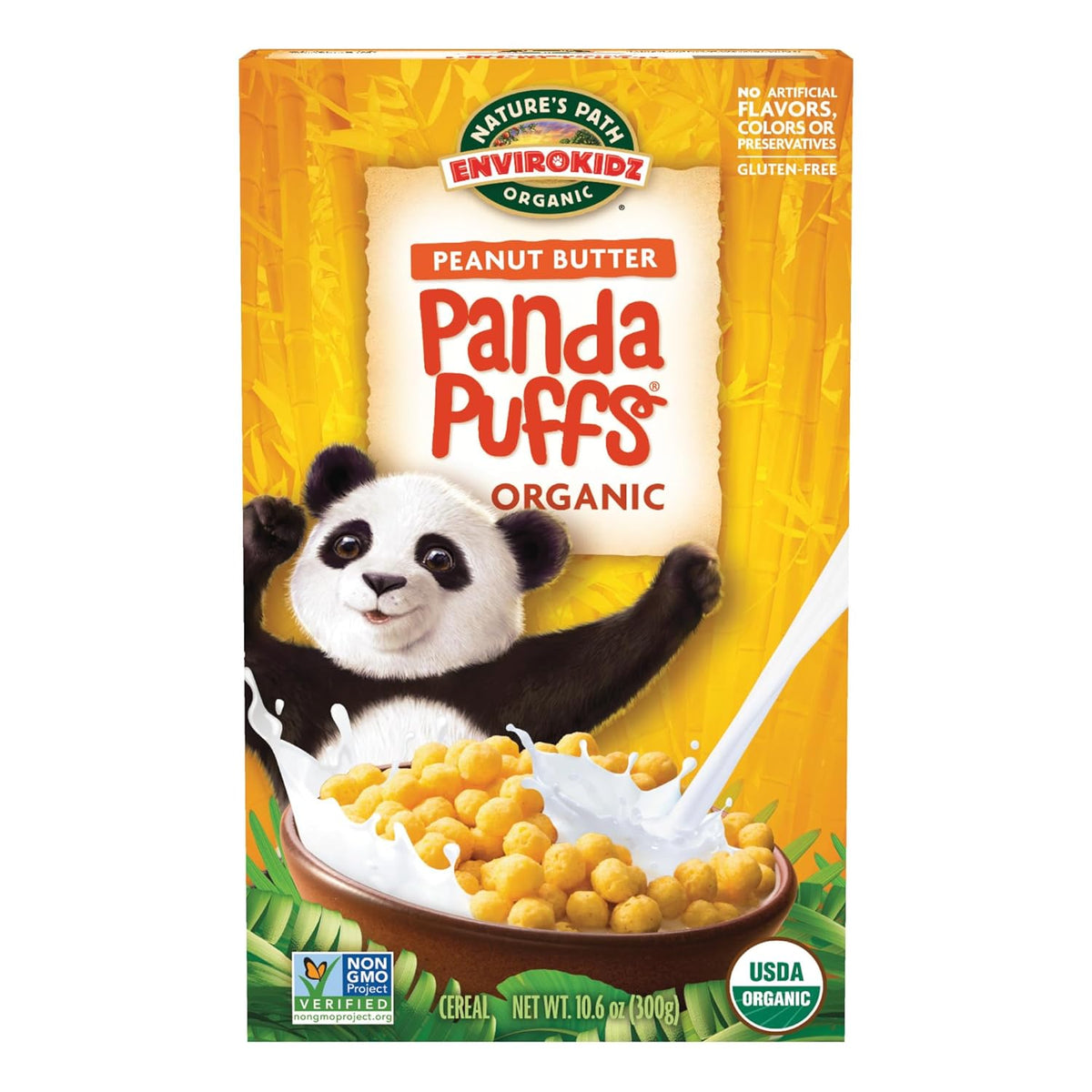 organic corn puff base flavored with organic peanut butter