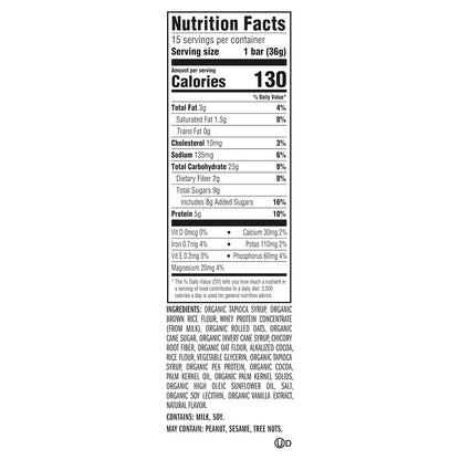 organic rolled oats and organic brown rice flour as primary base
