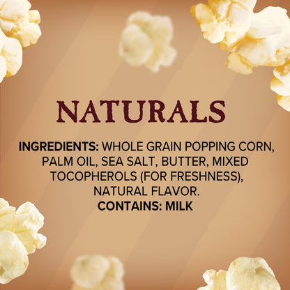Orville Redenbacher's Naturals Popcorn – Guilt-Free Evening Snack with 50% Less Fat, 6-Count Pack