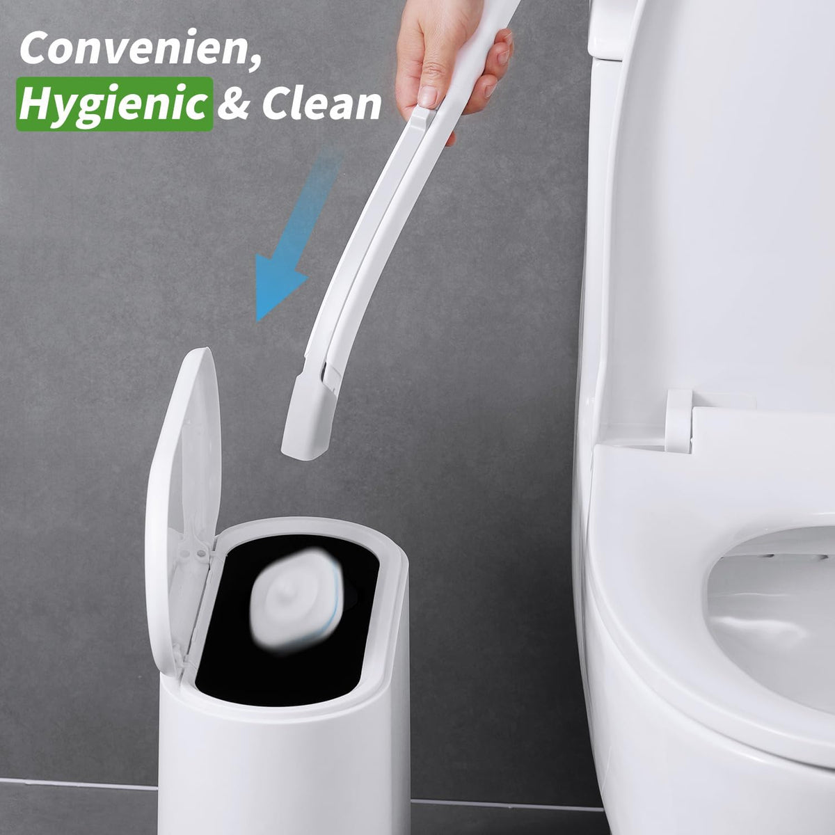 oshang Disposable Toilet Brush - Quick One-Hand Bathroom Clean in 60 Seconds, Toilet Brush with Disposable Refills