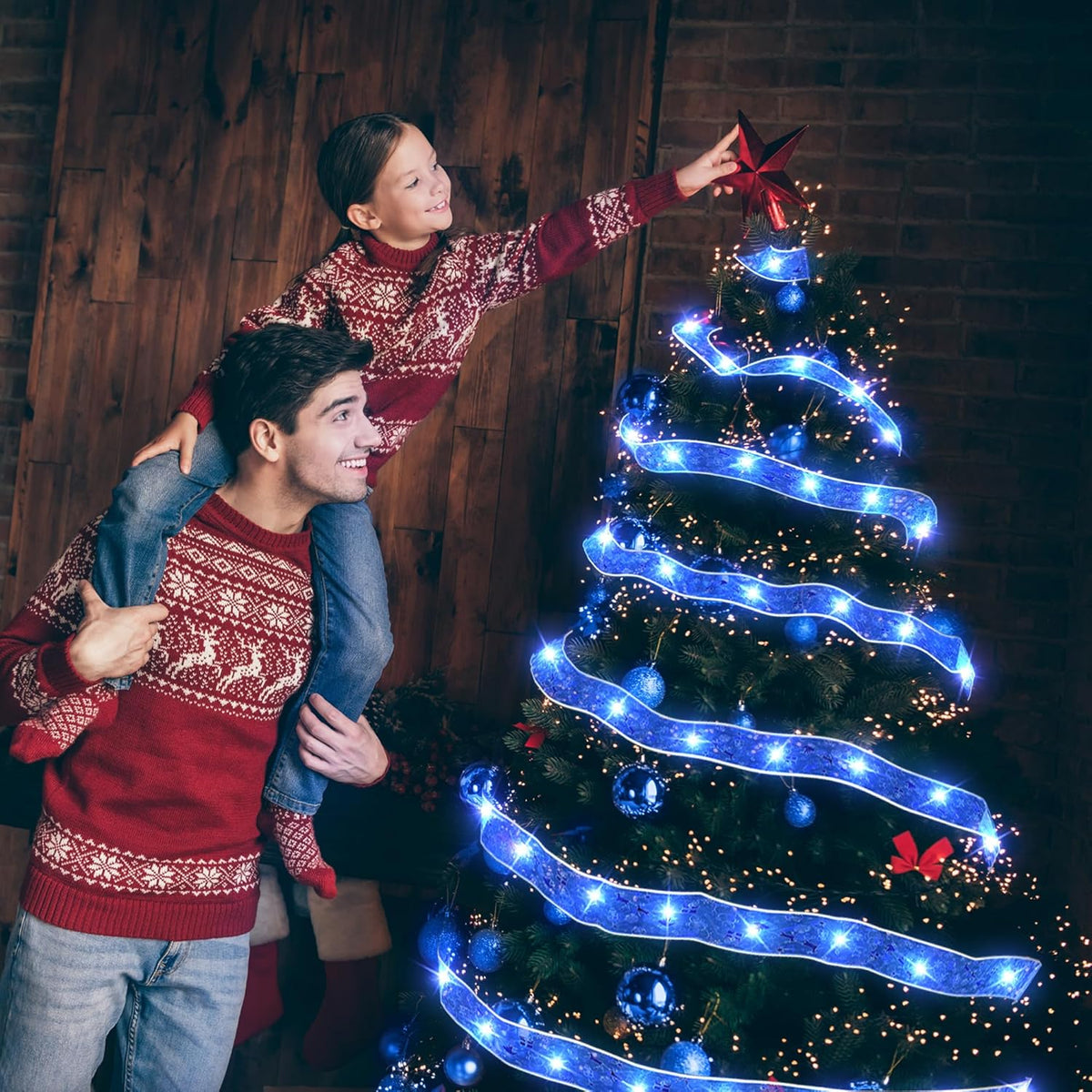 Otomix 66ft LED Ribbon Lights – Flameless Cool-Touch Christmas Garland for Safe Holiday Decorating