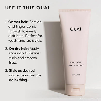 OUAI Curl Cream - Thoughtful Birthday Gift for Curly-Haired Friends, Silicone-Free Defining Cream 8 oz
