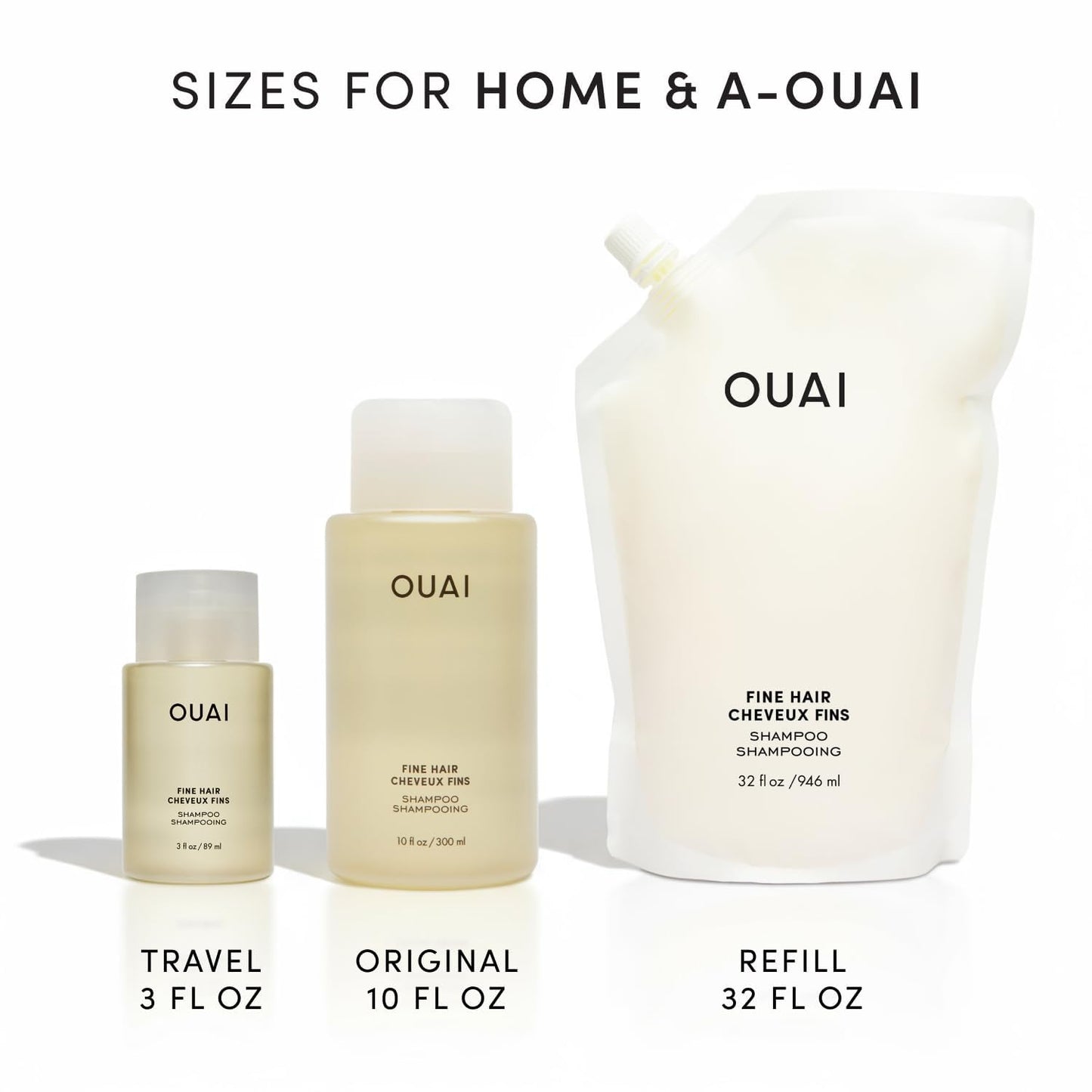 OUAI Fine Hair Shampoo - Clean-Label Volumizing Shampoo for the Uncluttered Bathroom, Sulfate-Free Essential Hair Wash