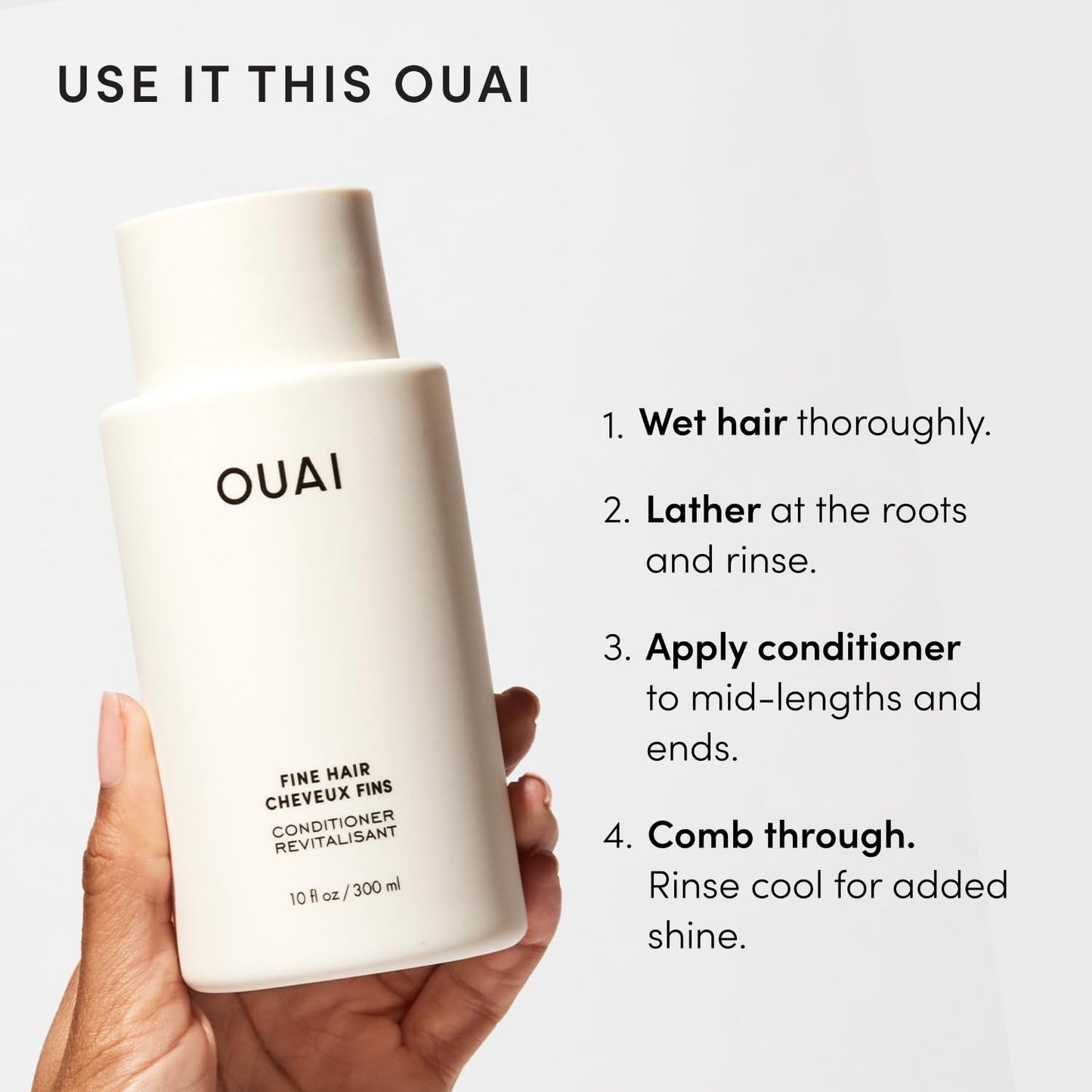 OUAI Fine Shampoo and Conditioner Set - Mindful Volumizing Ritual for the Calming Nightly Wind-Down