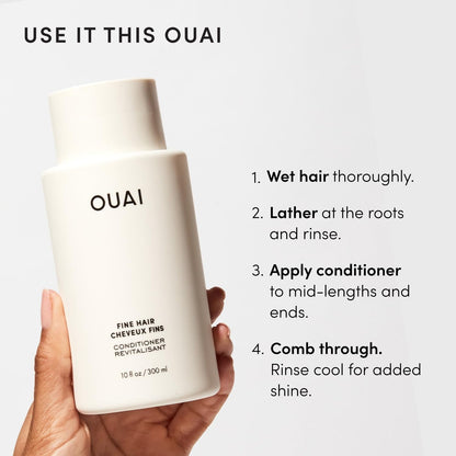 OUAI Fine Shampoo and Conditioner Set - Mindful Volumizing Ritual for the Calming Nightly Wind-Down