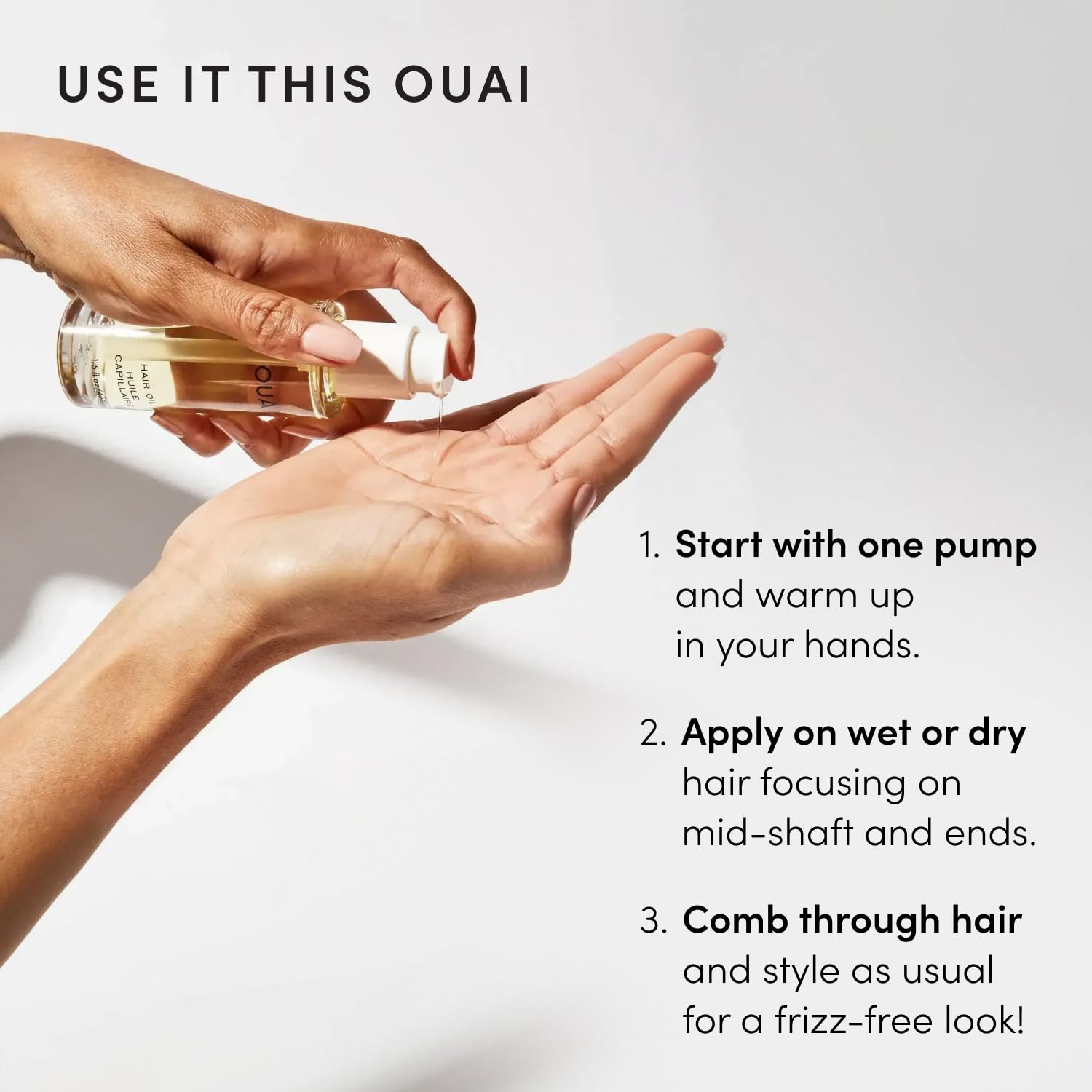 OUAI Hair Oil - Premium Glossing Treatment for Color-Treated Hair in the Master Bathroom