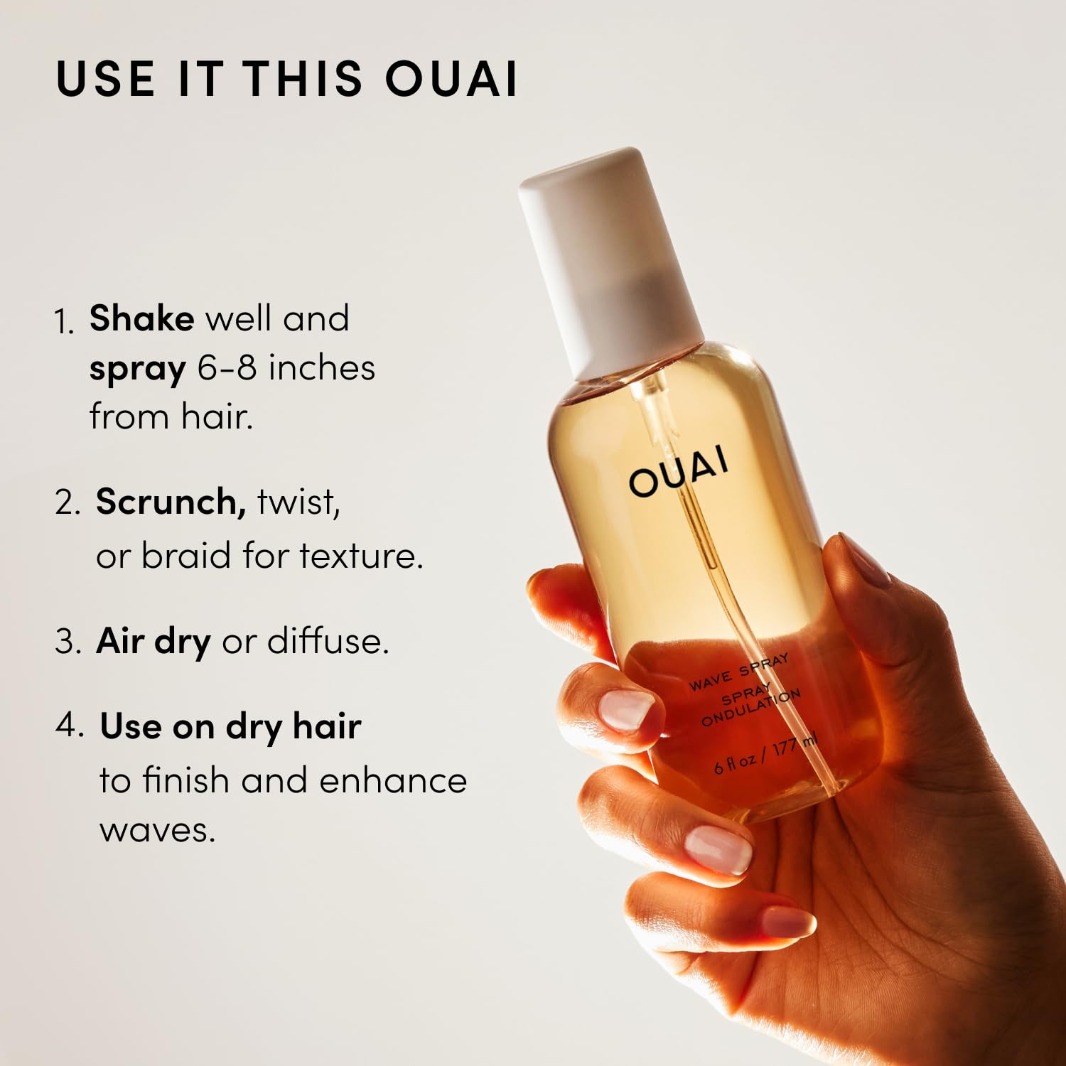 OUAI Wave Spray - Affordable Luxury Bridesmaid Gift, Birthday Present for Her, and Stocking Stuffer Texture Mist (3 fl oz)