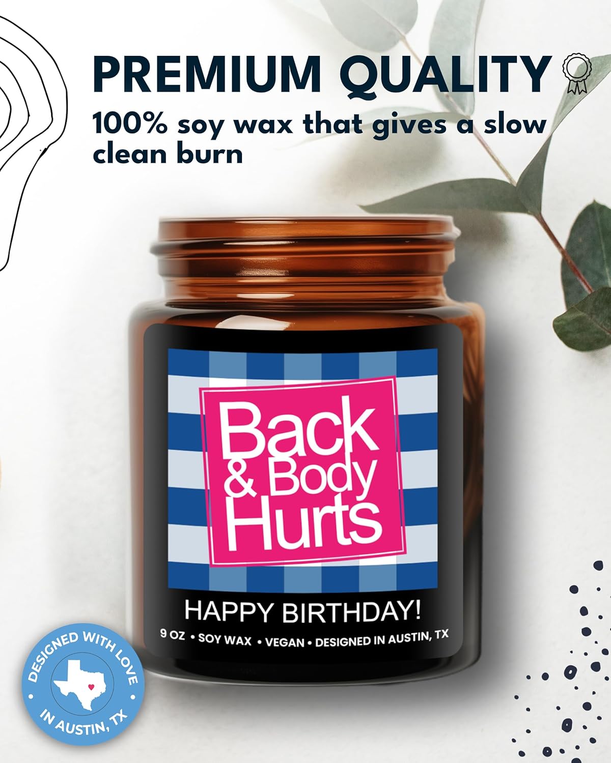 OurSmile Back & Body Hurts Candle – Minimalist Home Accent with Wood Wick and Neutral Scent