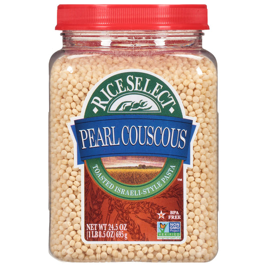 oven-toasted semolina wheat pasta pearls that absorb liquid without falling apart