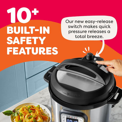 over 10 built-in safety mechanisms including overheat protection and lid lock