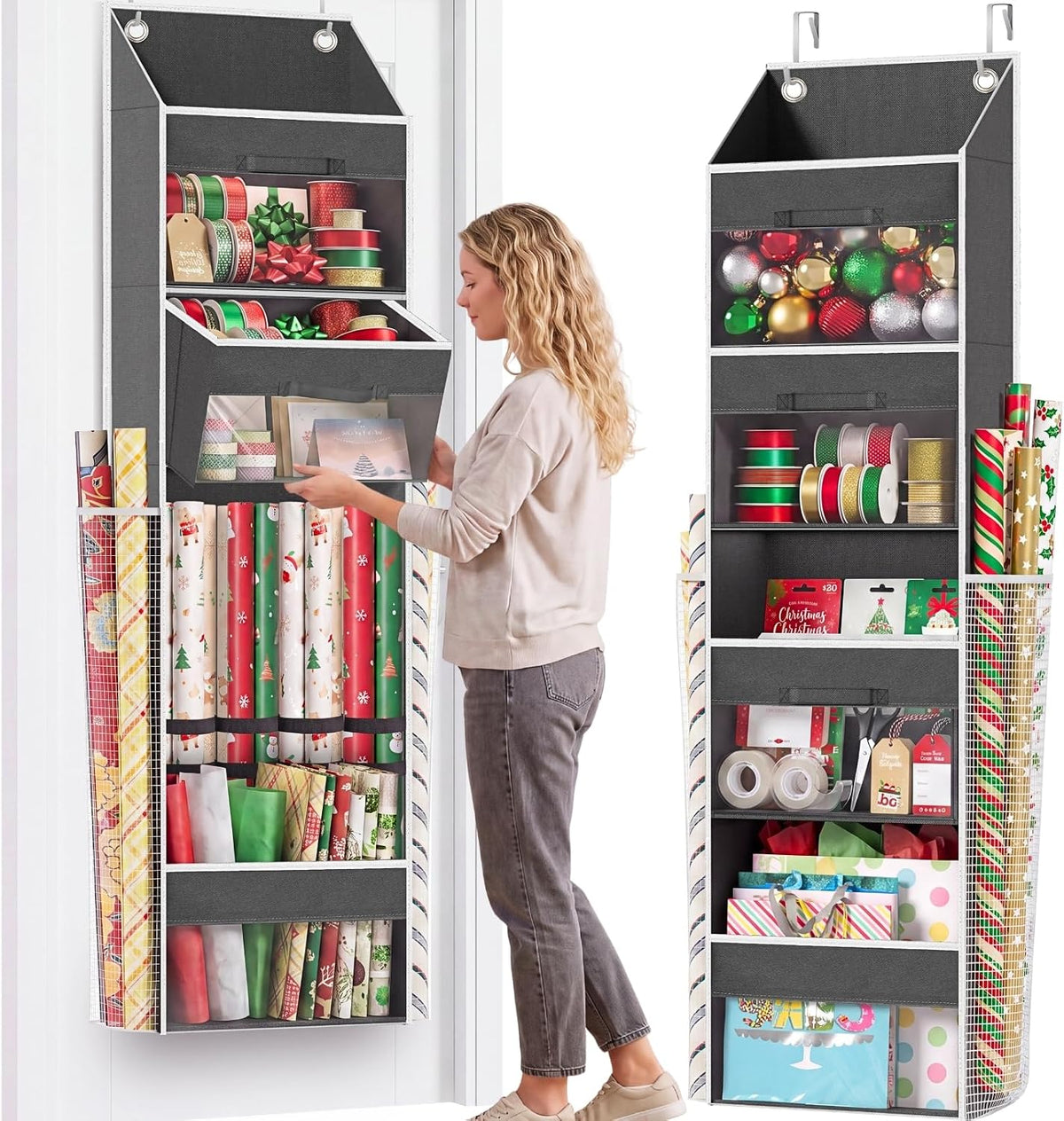 over-door hanging design with included door hooks, no installation tools required