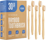 VIVAGO Eco Toothbrushes Medium Bristles – Numbered Family Oral Care for Kids' Bathroom and Guest Powder Room, 30 Pack