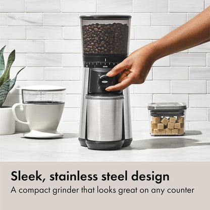 OXO Brew Conical Burr Coffee Grinder – Under-Cabinet Compact Mill in Matte Black
