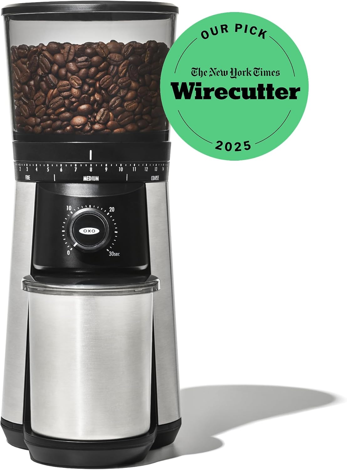 OXO Brew Conical Burr Coffee Grinder – Under-Cabinet Compact Mill in Matte Black