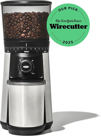 OXO Brew Conical Burr Coffee Grinder – Under-Cabinet Compact Mill in Matte Black
