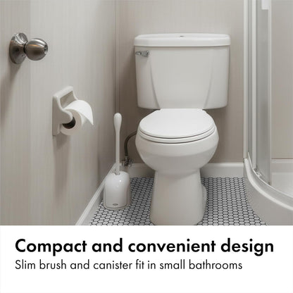 OXO Good Grips Compact Toilet Brush & Canister – Hygienic Family Bathroom Cleaner with Germ Concealing Canister