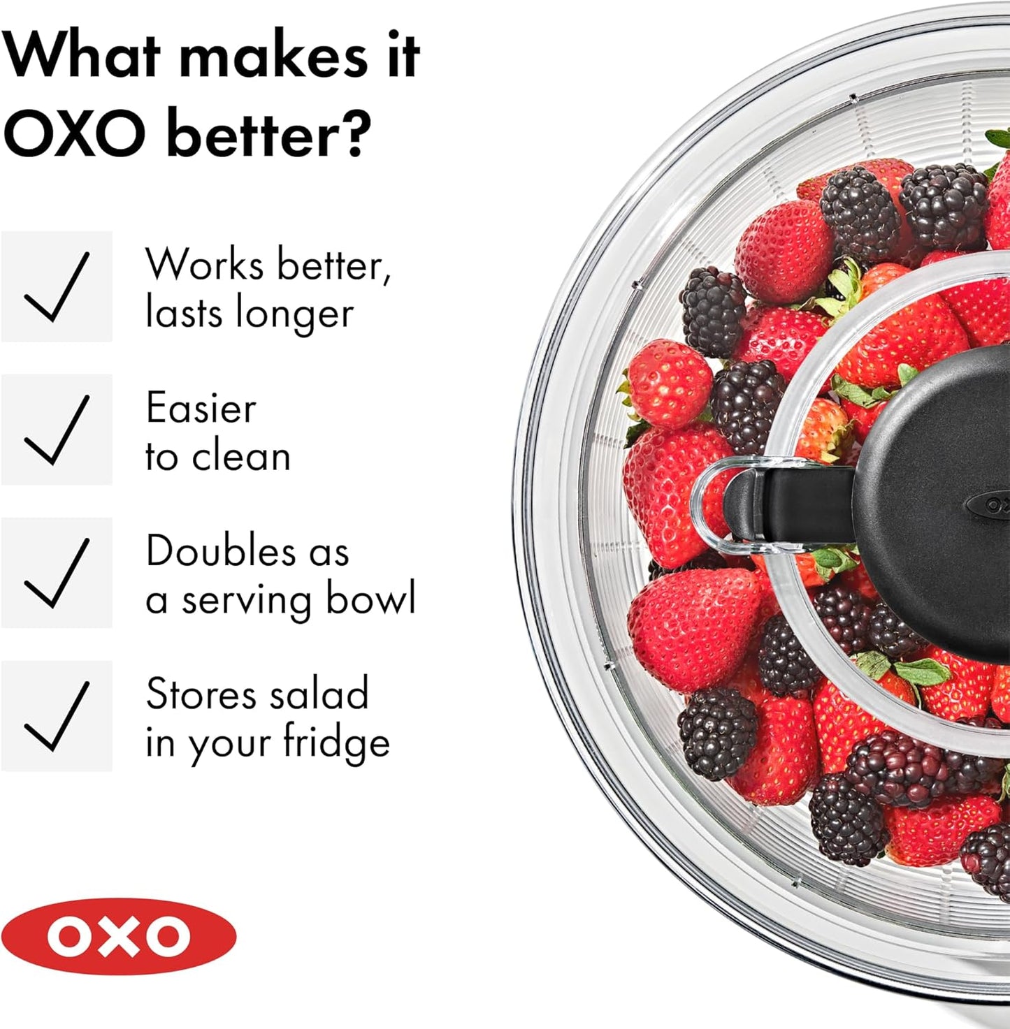 OXO Good Grips Salad Spinner | Thoughtful Housewarming Gift for New Homeowners | Family-Size 6.22 Quart
