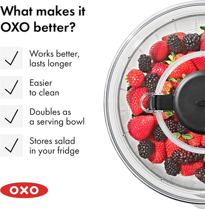OXO Good Grips Salad Spinner | Thoughtful Housewarming Gift for New Homeowners | Family-Size 6.22 Quart