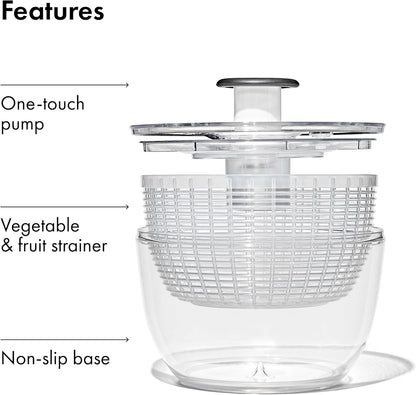 OXO Good Grips Salad Spinner | Thoughtful Housewarming Gift for New Homeowners | Family-Size 6.22 Quart