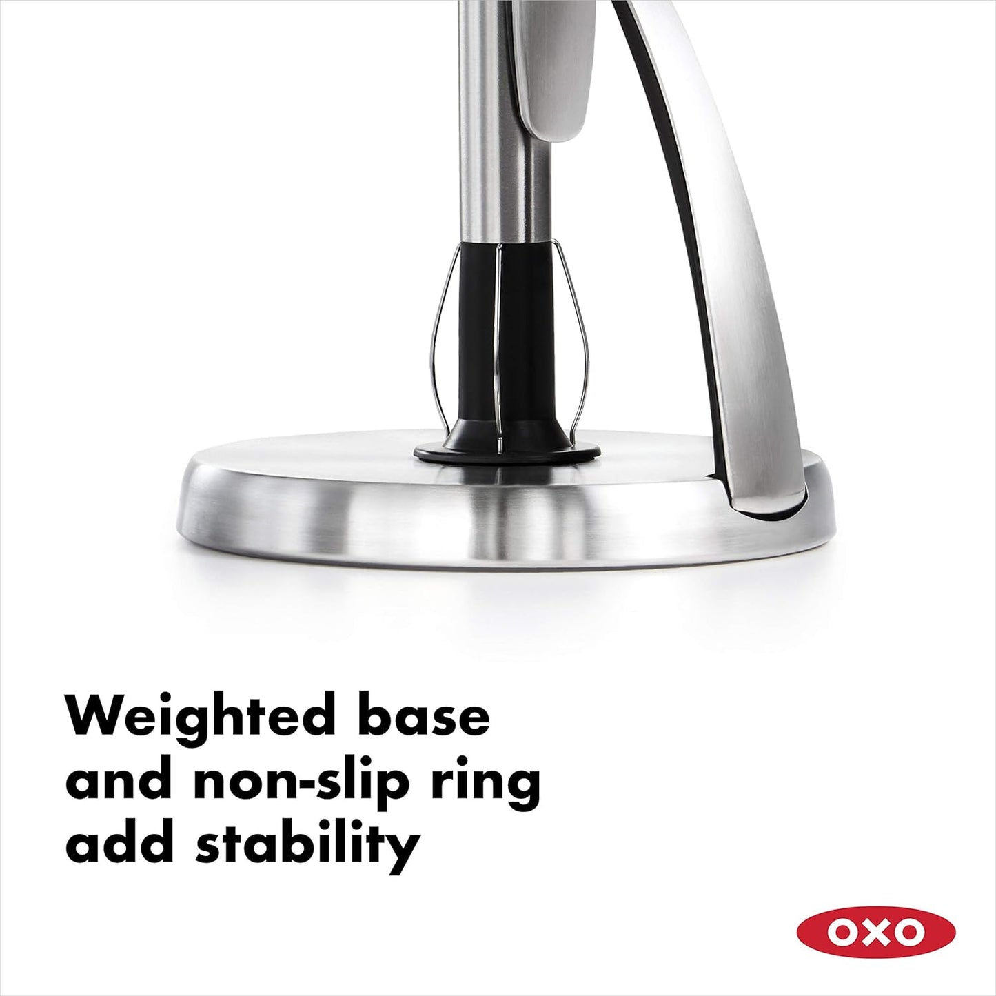 OXO Good Grips SimplyTear Paper Towel Holder Countertop – Clean-Lined Stainless Stand for Clutter-Free Countertops
