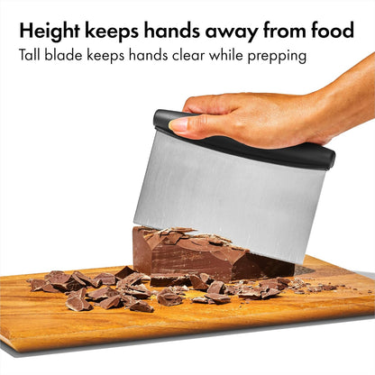 OXO Good Grips Stainless Steel Multi-Purpose Scraper & Chopper – Faster Prep Tool for Home Bakers, Dough Cutter and Vegetable Chopper in One