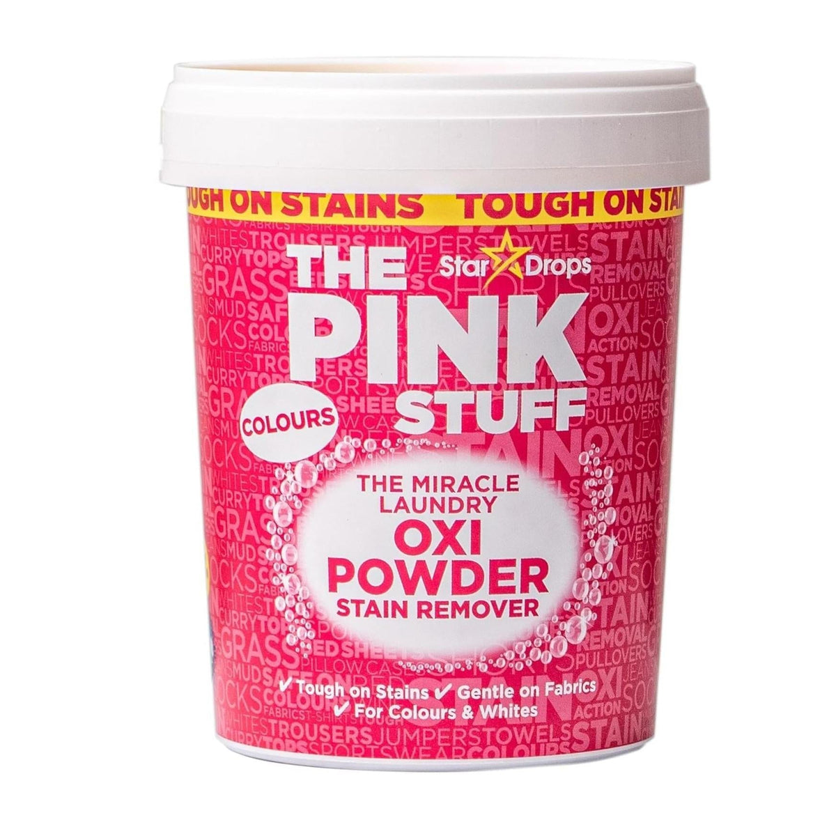 oxygen-based oxi cleaning action for lifting grease, food, and dirt stains