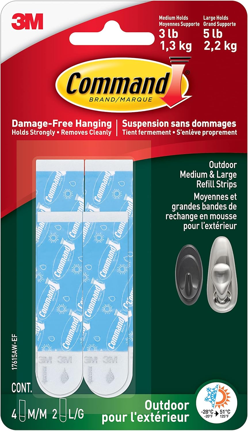 pack includes 4 medium and 2 large replacement strips to fit both hook sizes