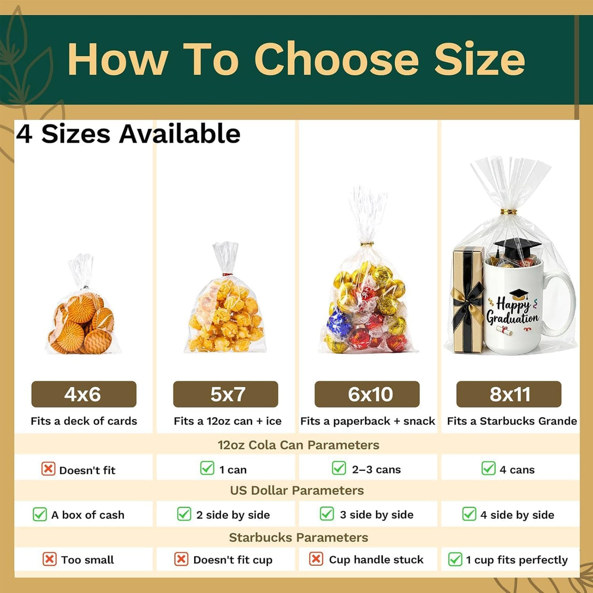 pack quantity options of 100 or 200 bags per order