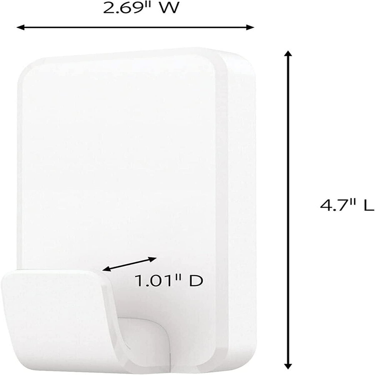 package includes 2 white hooks plus 8 large adhesive strips for multiple mountings
