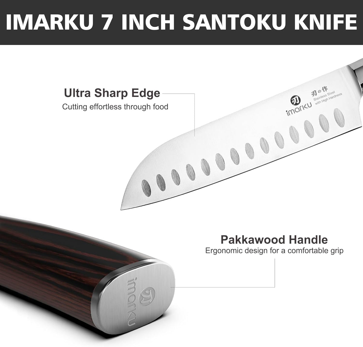 pakkawood ergonomic handle designed to minimize wrist tension and resist cracking