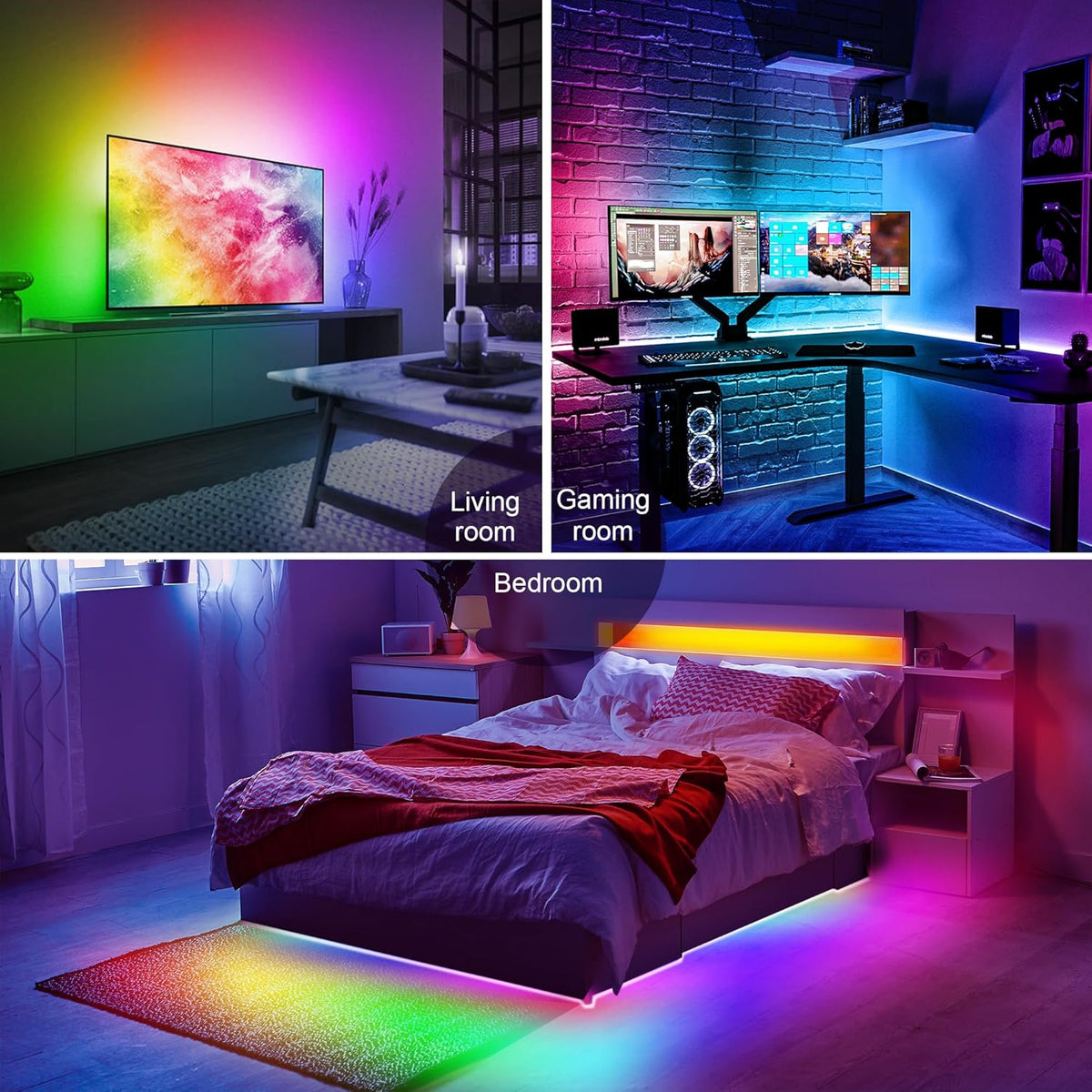 PANGTON VILLA LED Strip for TV – Safe Ambient Lighting for Kids' Room Gaming Setup, No Heat Output