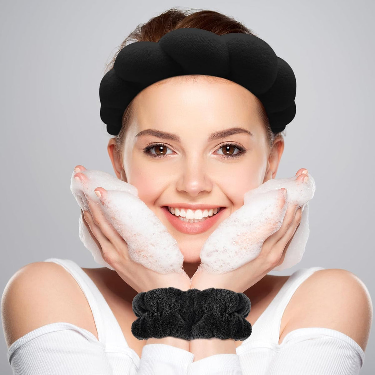 patented puffy bubble/padded design that lifts hair at the crown