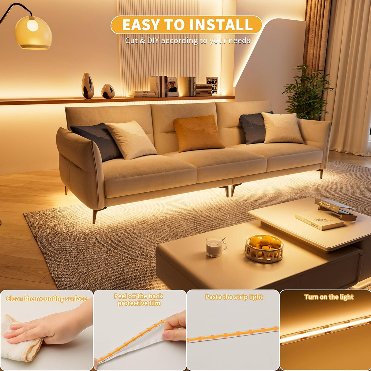 PAUTIX 5V USB COB LED Strip Light – Under Desk Task Lighting for Focused Work Sessions