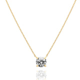 PAVOI Dainty CZ Solitaire Choker Necklace – Simple Crystal Pendant for Clean Everyday Layering, 14K Gold Plated
