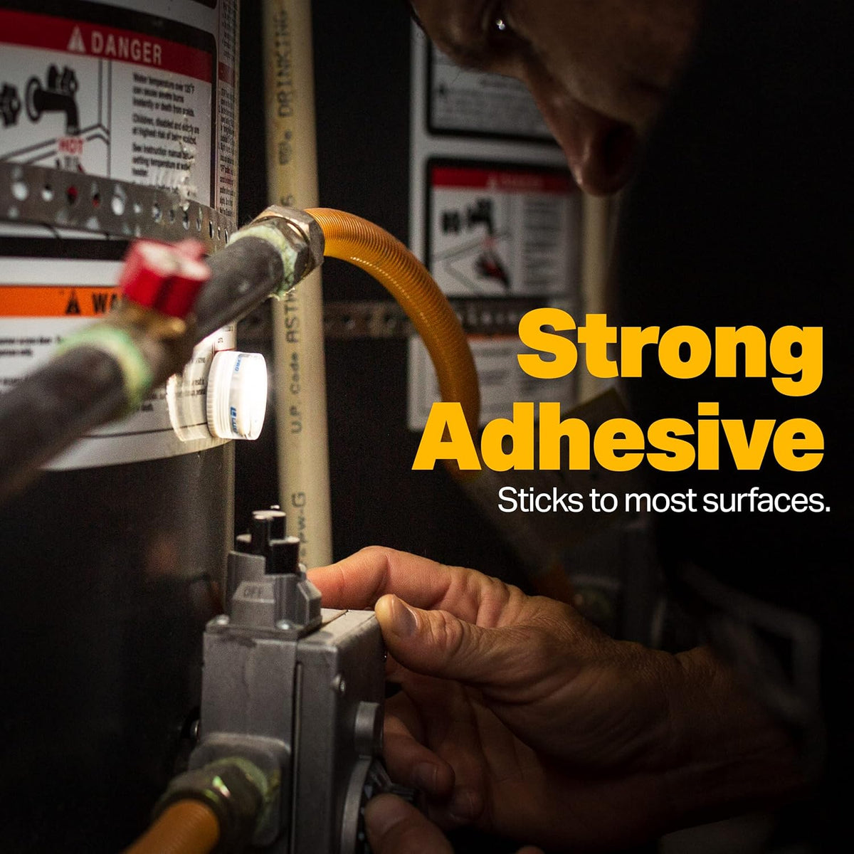 peel-and-stick adhesive backing for tool-free, damage-free mounting