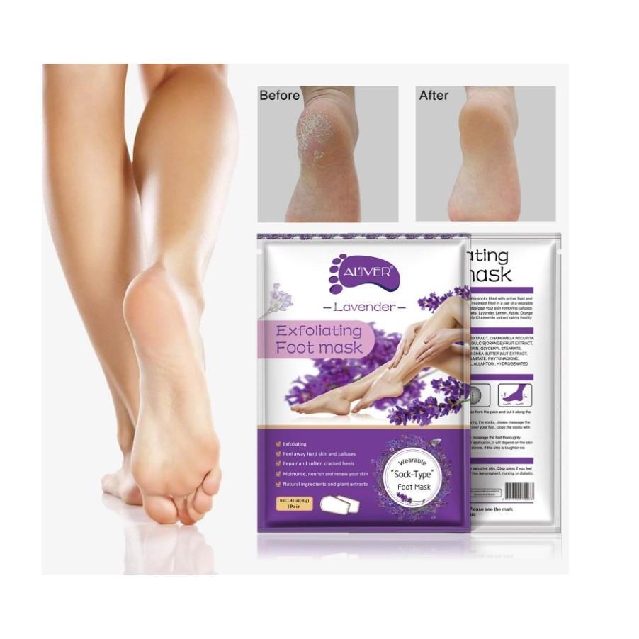 peel-off exfoliating mask format that lifts dead skin and calluses