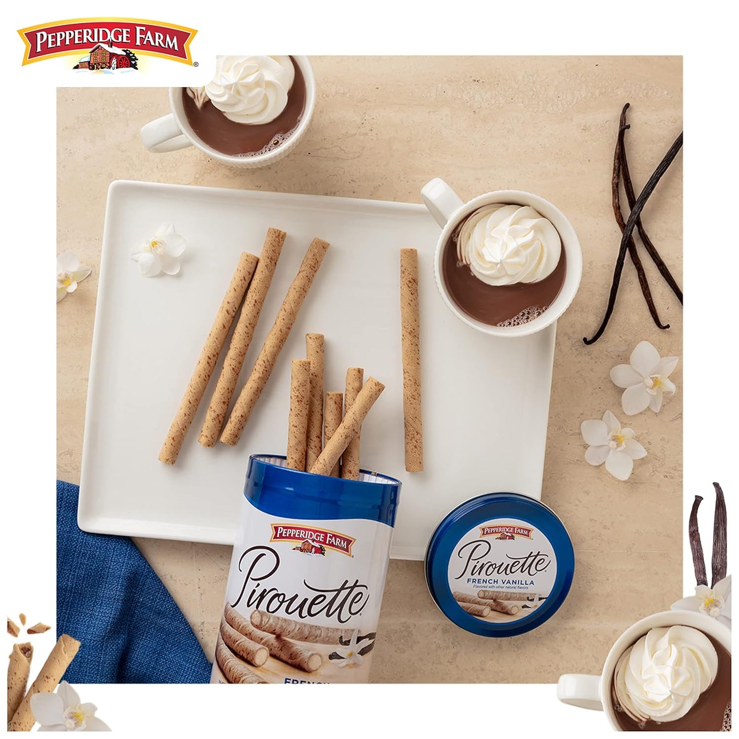 Pepperidge Farm Pirouette Wafers - Decorative Tin Treat That Doubles as Stylish Kitchen Counter Storage