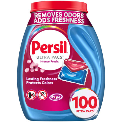 Persil Ultra Pacs Intense Fresh Laundry Detergent – Premium Everyday Clean for Upscale Family Laundry Room, Fabric-Protecting 100 Count