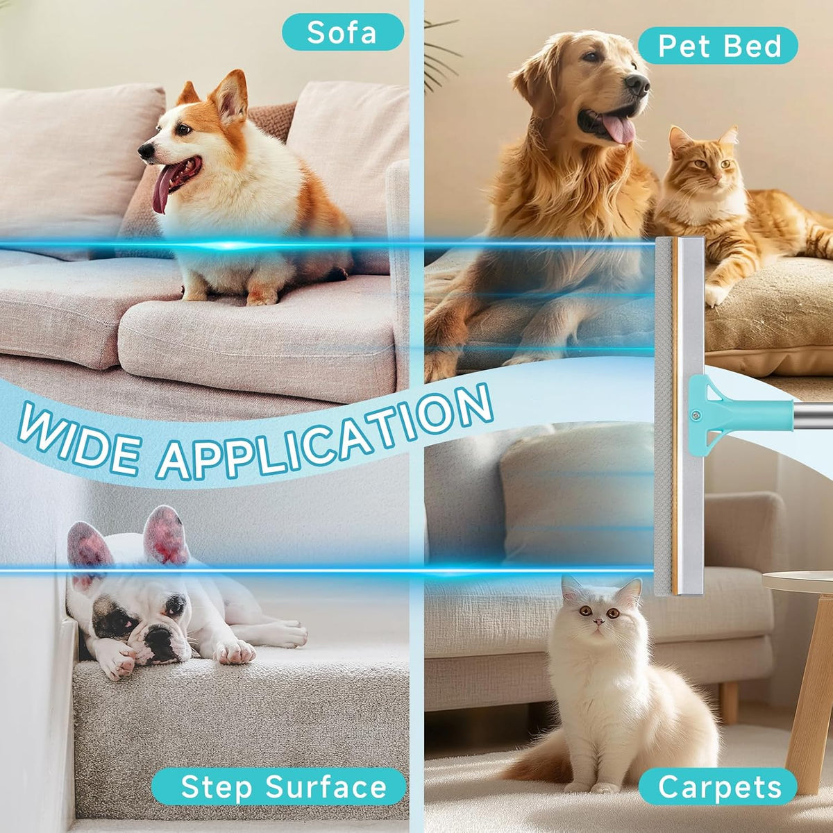 Pet Hair Eraser Carpet Rake for Pet Hair Removal Tool – Allergy Relief for Bedroom and Living Room Wellness Routines
