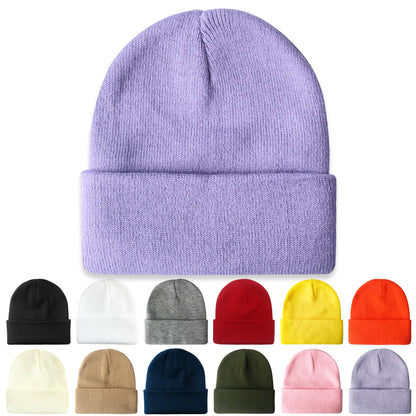 PFFY Beanie for Men Women Unisex Knit Cuffed Plain Winter Beanies Hats Skull Cap