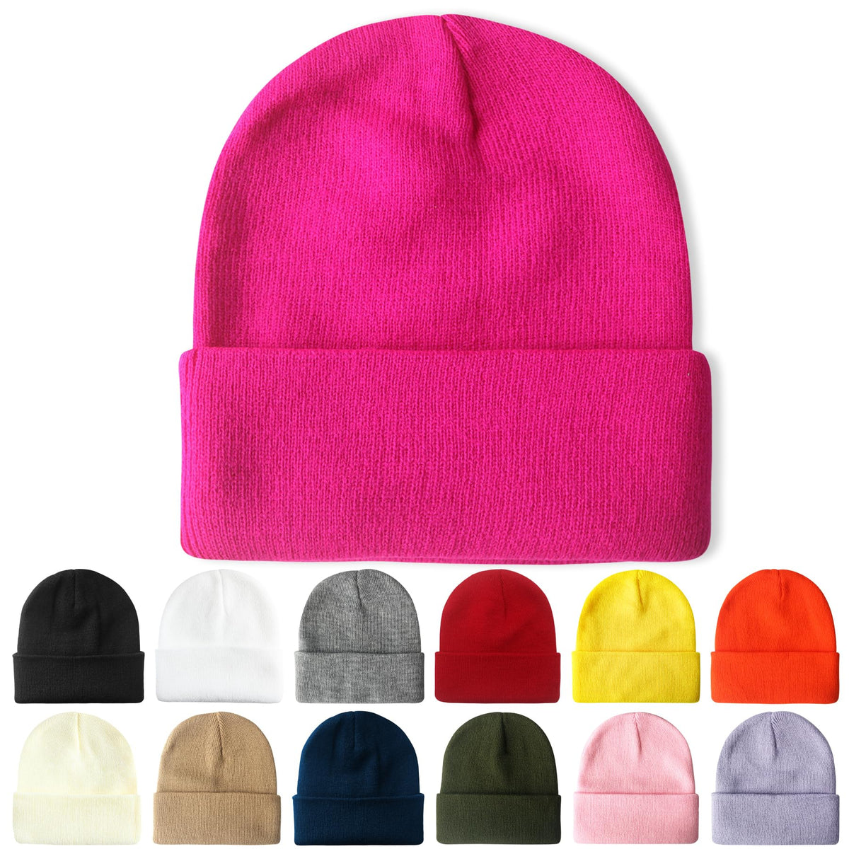 PFFY Beanie for Men Women Unisex Knit Cuffed Plain Winter Beanies Hats Skull Cap