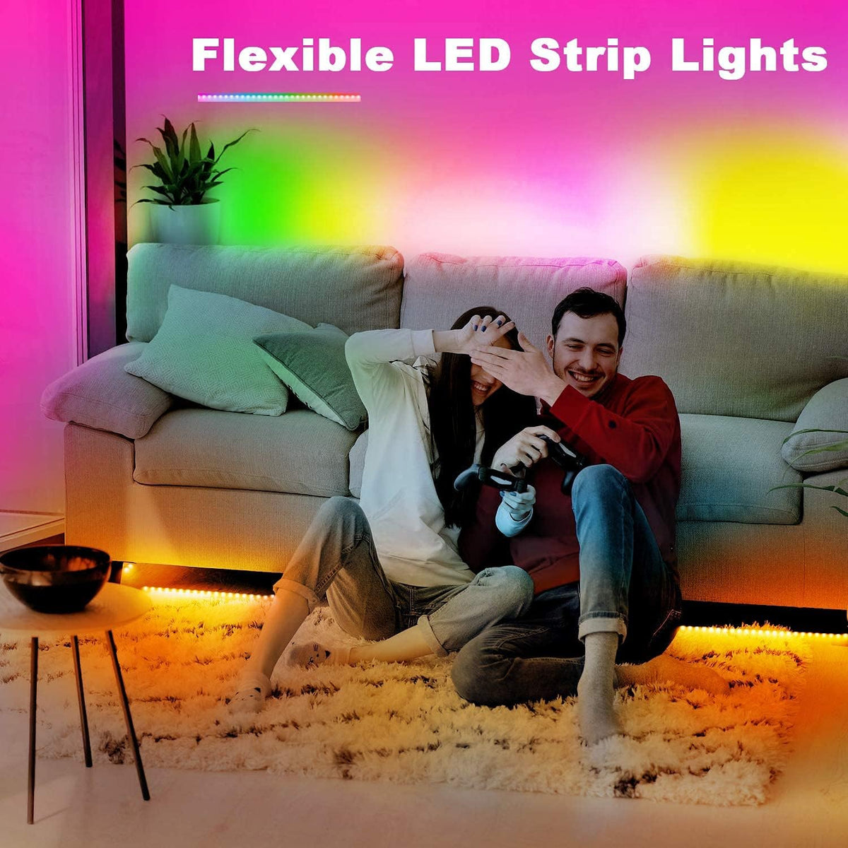 PHOPOLLO Music Sync LED Strip Lights – Calming Ambient Strip for Mindfulness and Bath Time