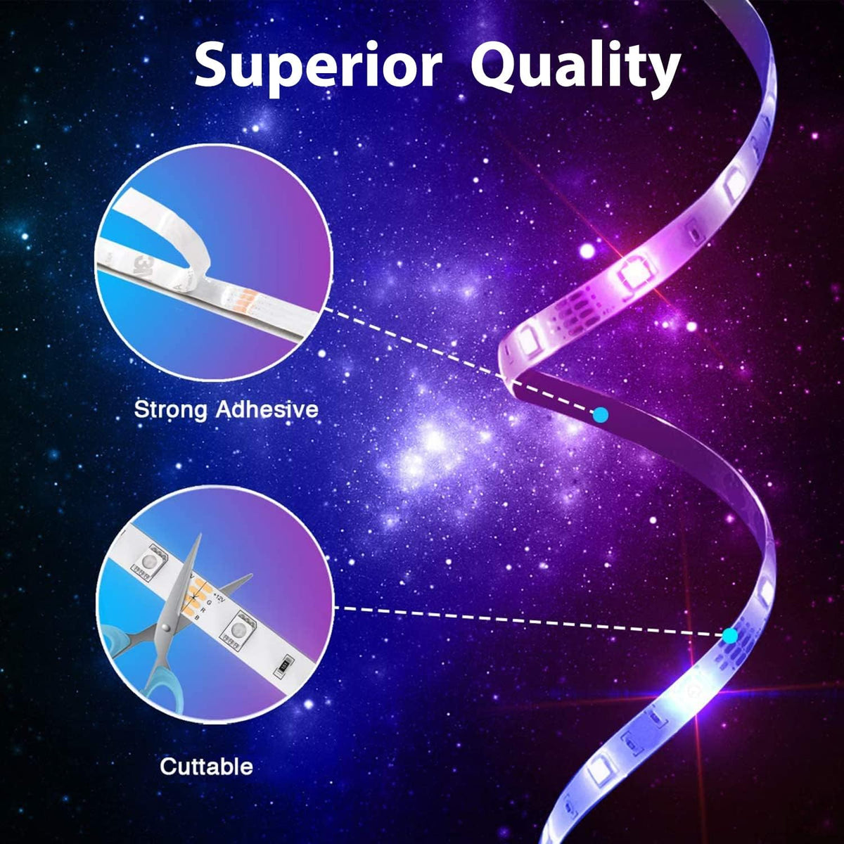 PHOPOLLO Music Sync LED Strip Lights – Calming Ambient Strip for Mindfulness and Bath Time
