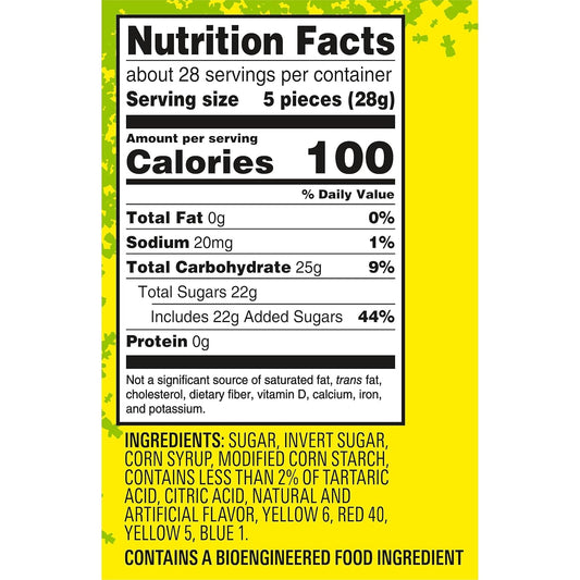 pieces sized 2x larger than original sour patch kids