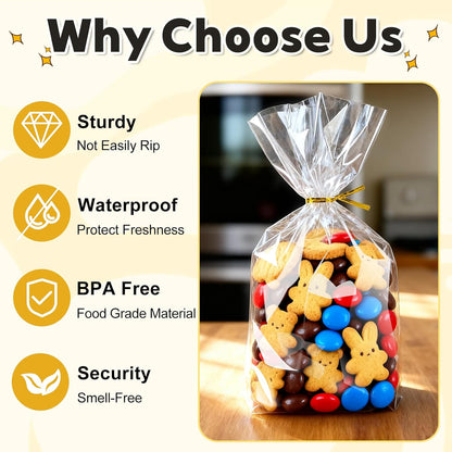 PigPotParty Clear Goodie Bags 7x10 – Safe, Odorless Favor Bags for Trick-or-Treaters, Sports Events, and School Concessions